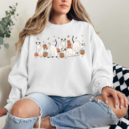 Ghost Cat Halloween Sweatshirt