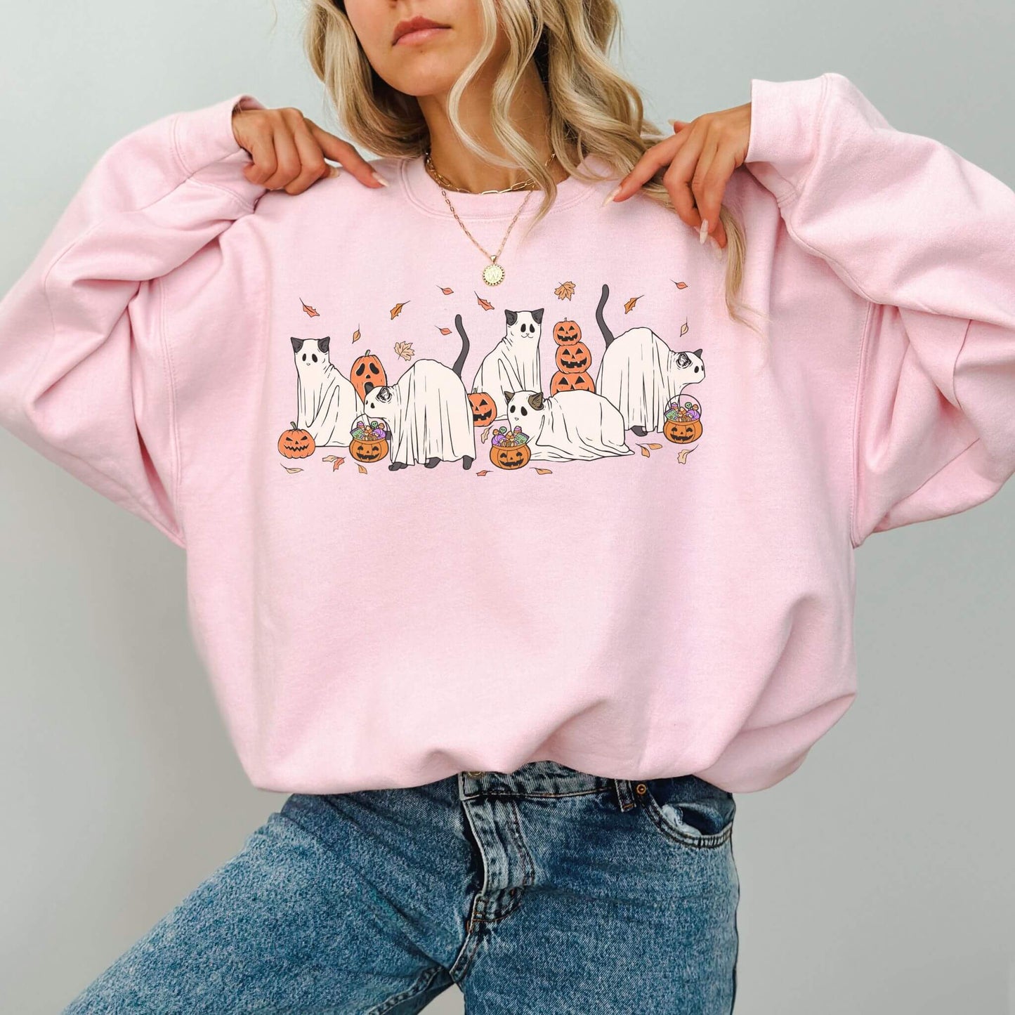 Ghost Cat Halloween Sweatshirt