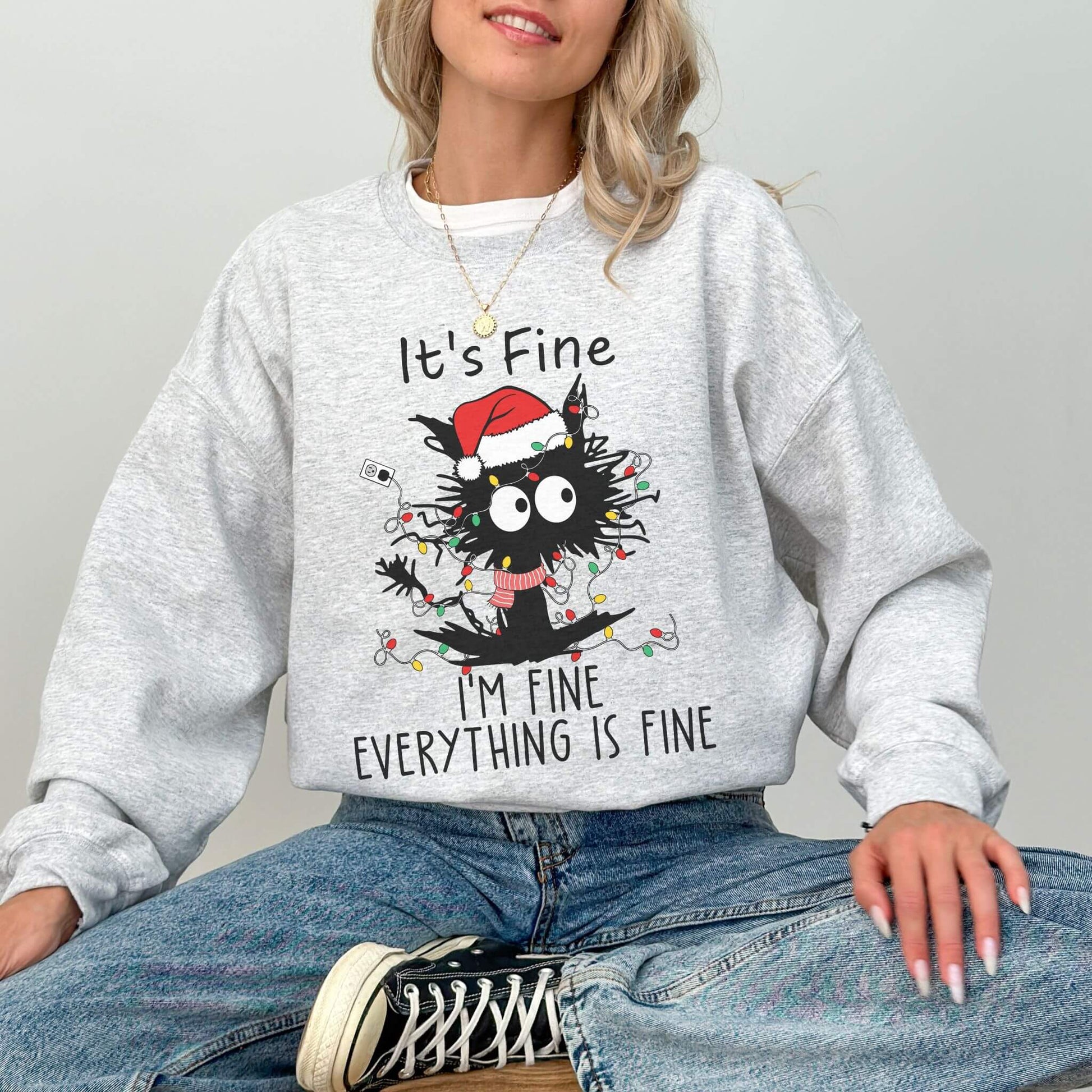 Christmas Black Cat Sweatshirt - Hailey's Trend Boutique