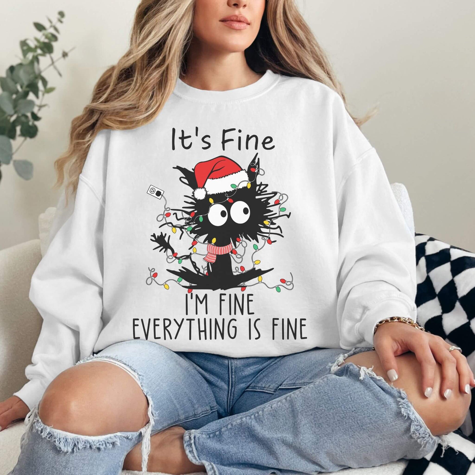 Christmas Black Cat Sweatshirt - Hailey's Trend Boutique