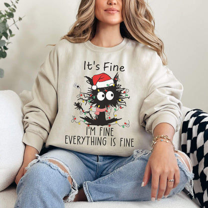 Christmas Black Cat Sweatshirt - Hailey's Trend Boutique