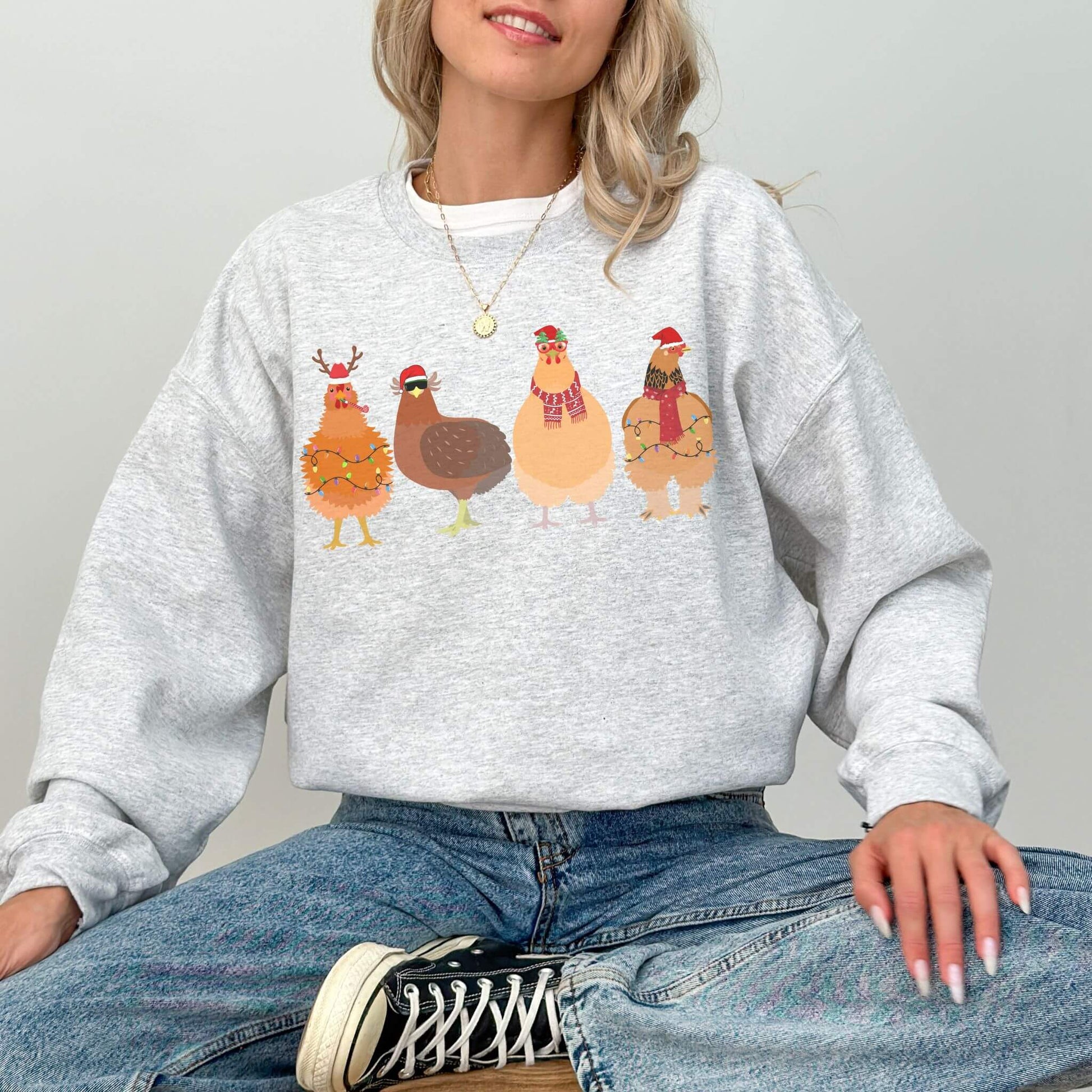 Christmas Chicken Sweatshirt - Hailey's Trend Boutique