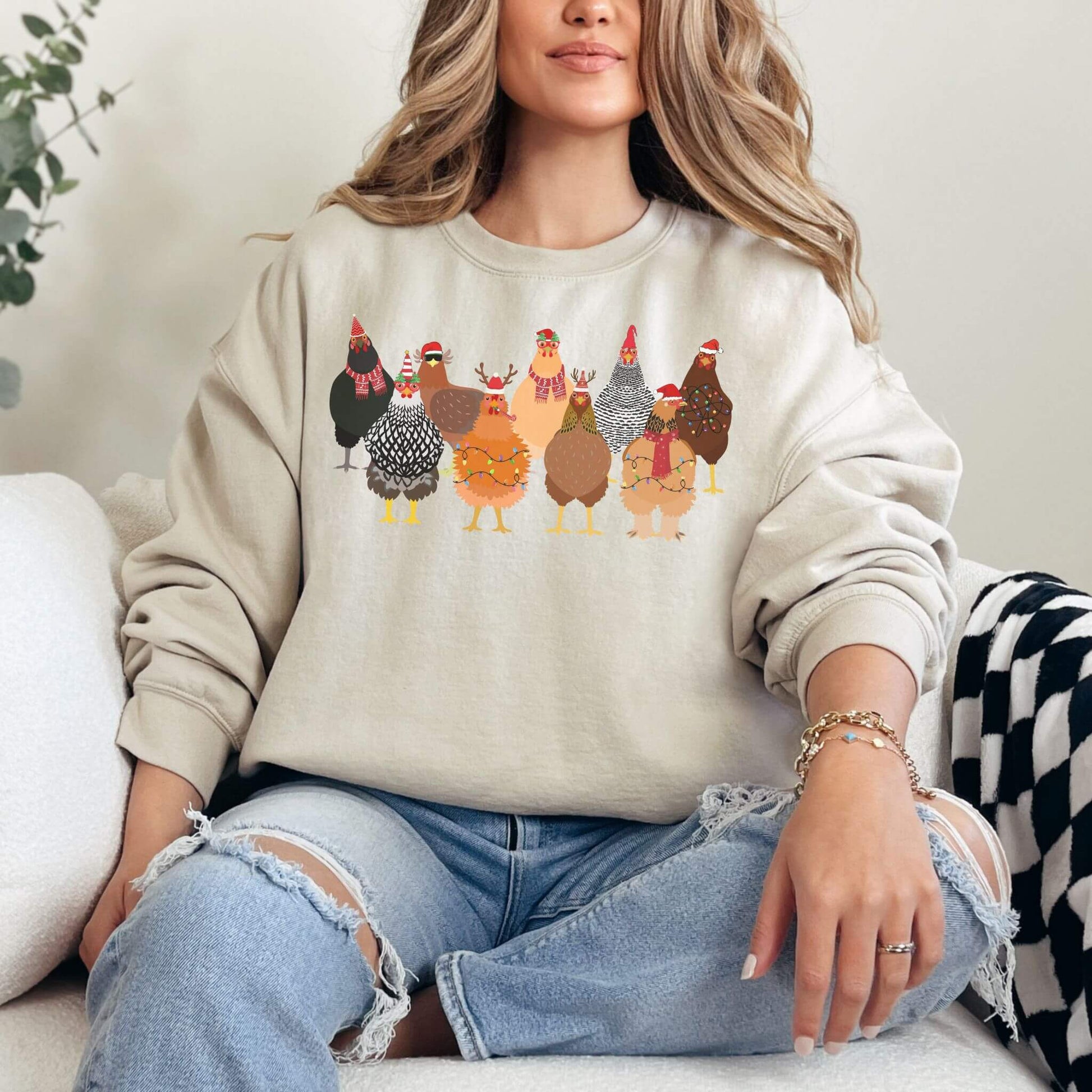 Christmas Chicken Sweatshirt - Hailey's Trend Boutique