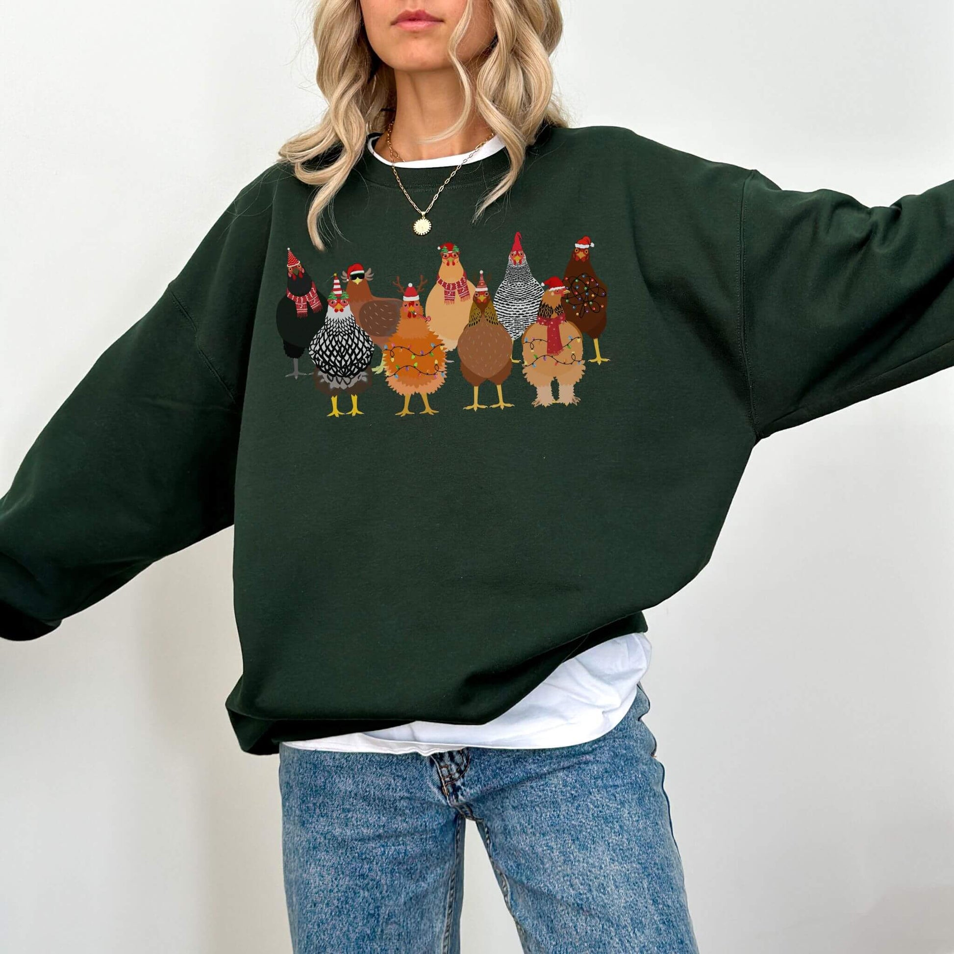 Christmas Chicken Sweatshirt - Hailey's Trend Boutique