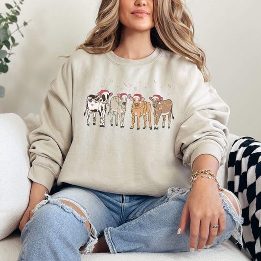 Christmas Cow Sweatshirt - Hailey's Trend Boutique