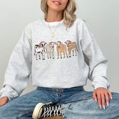 Christmas Cow Sweatshirt - Hailey's Trend Boutique