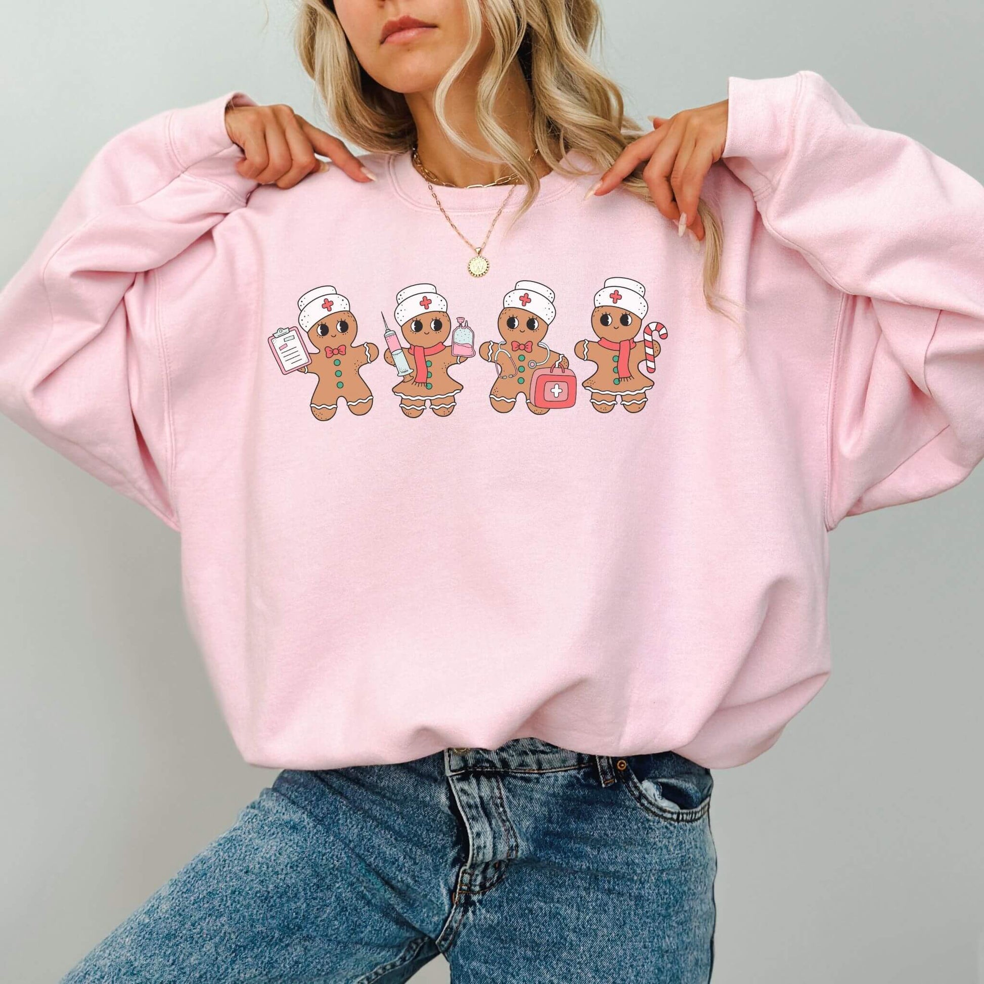 Christmas Gingerbread Nurse Sweatshirt - Hailey's Trend Boutique