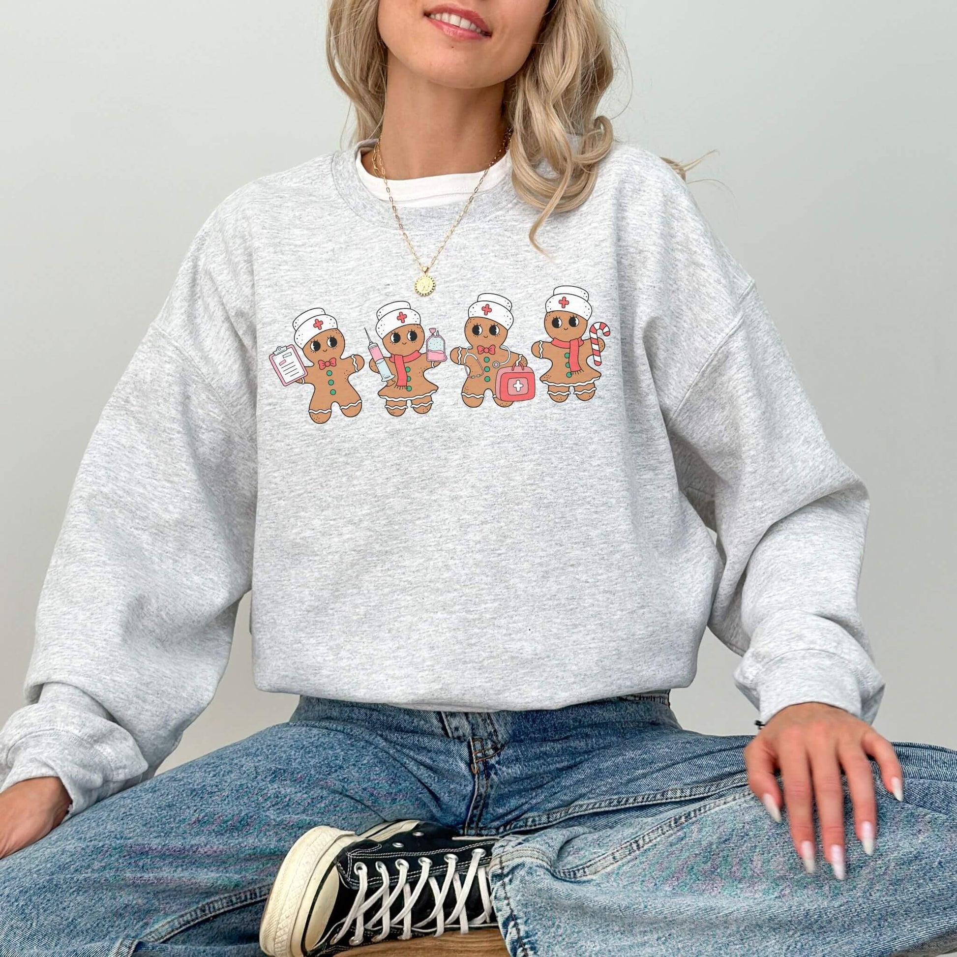 Christmas Gingerbread Nurse Sweatshirt - Hailey's Trend Boutique