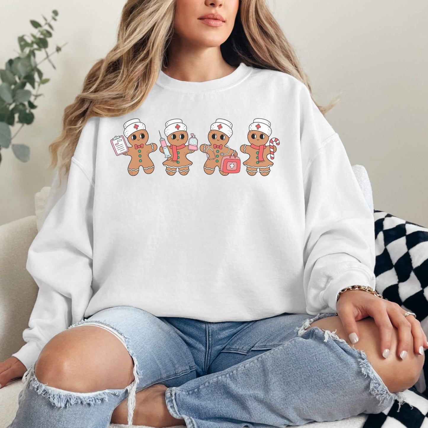 Christmas Gingerbread Nurse Sweatshirt - Hailey's Trend Boutique