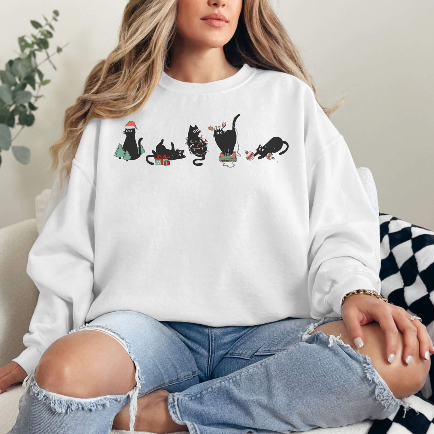 Copy of Christmas Black Cat Sweatshirt - Hailey's Trend Boutique