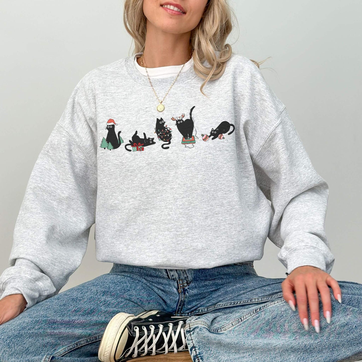 Copy of Christmas Black Cat Sweatshirt - Hailey's Trend Boutique