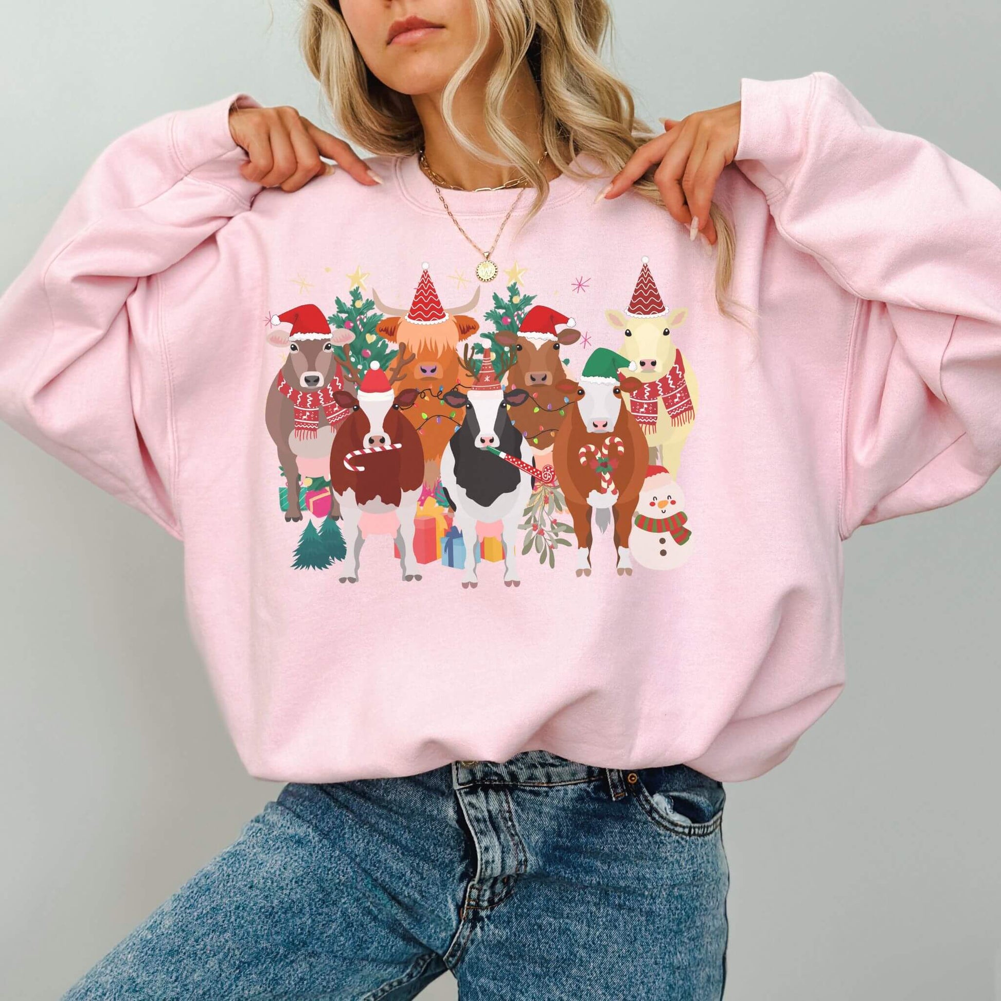 Cow Santa Sweatshirt - Hailey's Trend Boutique