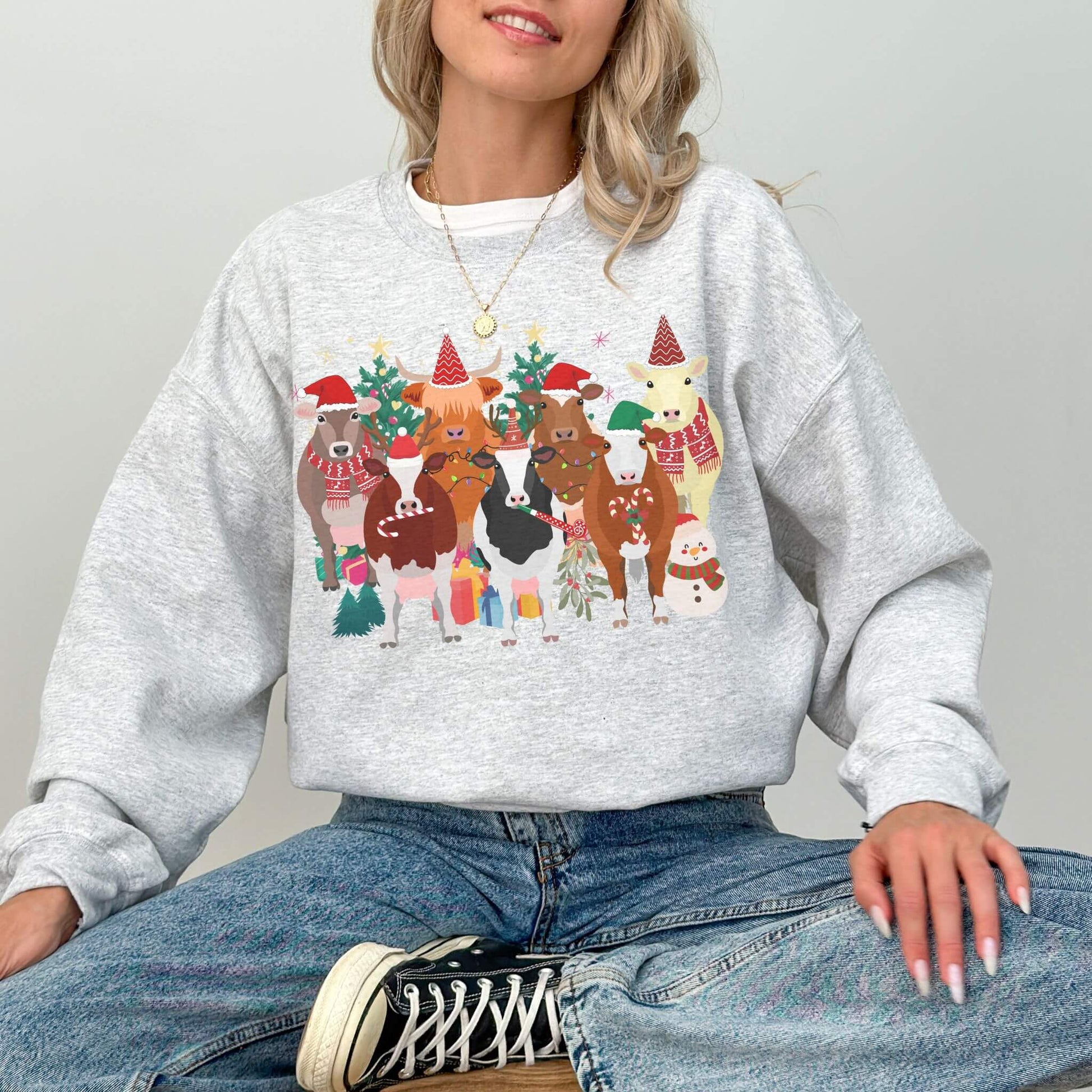 Cow Santa Sweatshirt - Hailey's Trend Boutique