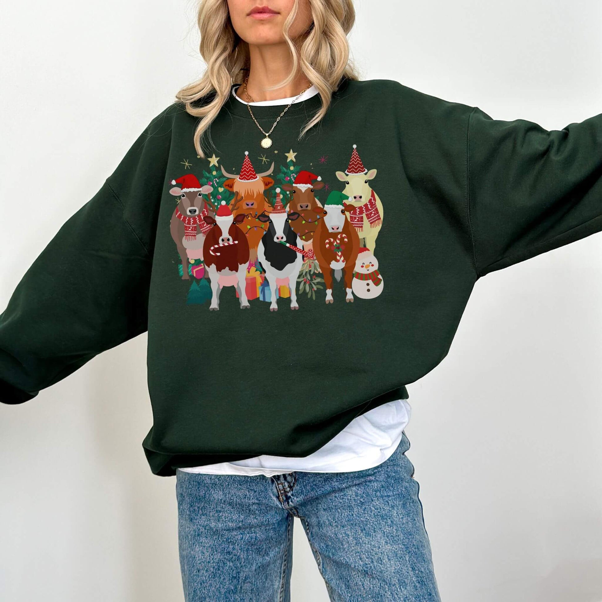 Cow Santa Sweatshirt - Hailey's Trend Boutique