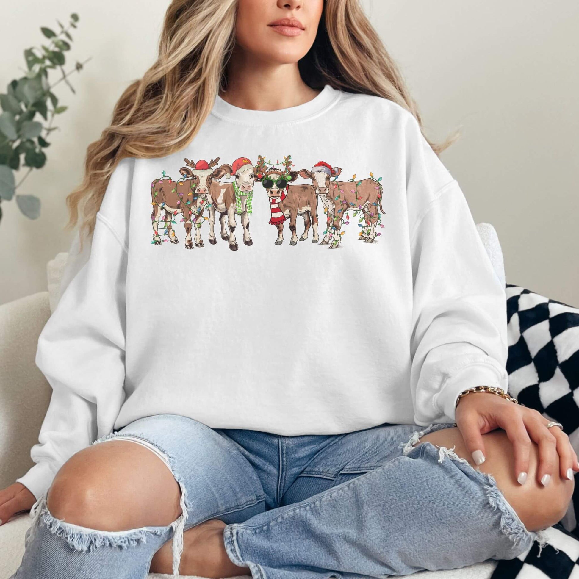 Cow Santa Sweatshirt - Hailey's Trend Boutique