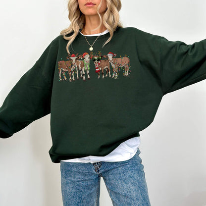 Cow Santa Sweatshirt - Hailey's Trend Boutique