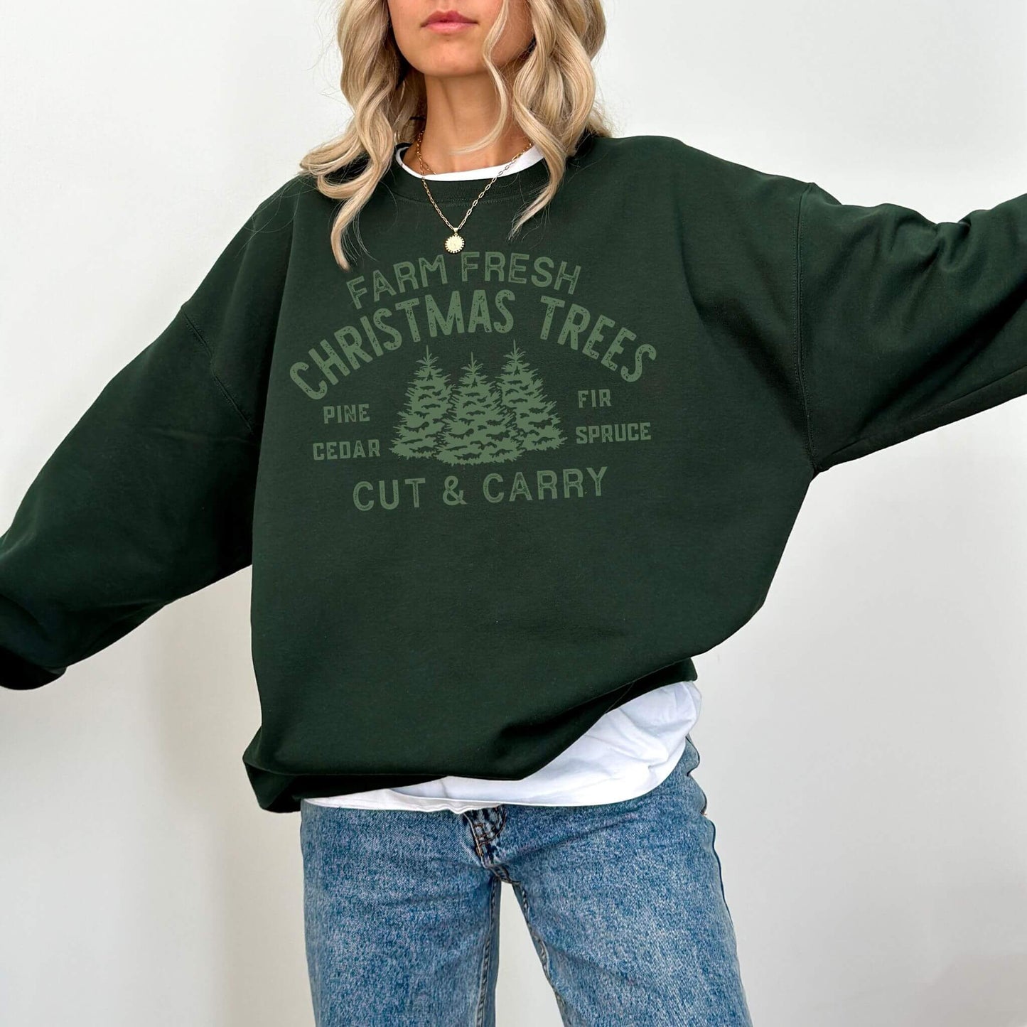 Farm Fresh Christmas Trees Sweatshirt - Hailey's Trend Boutique