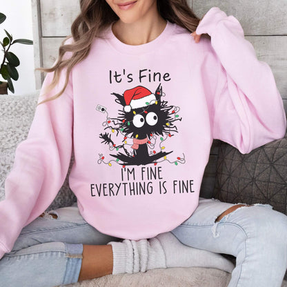 Funny Christmas Black Cat Sweatshirt - Hailey's Trend Boutique