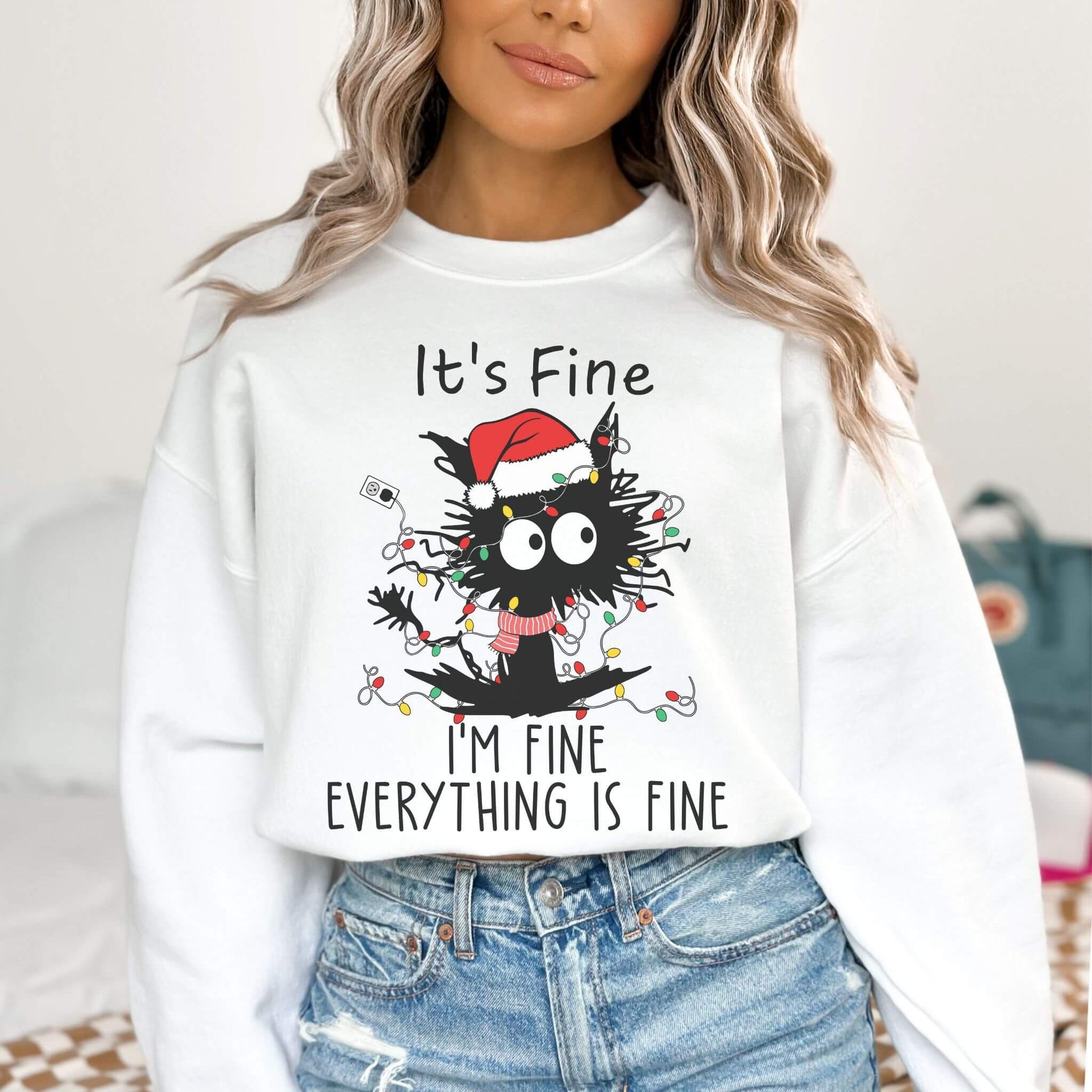 Funny Christmas Black Cat Sweatshirt - Hailey's Trend Boutique