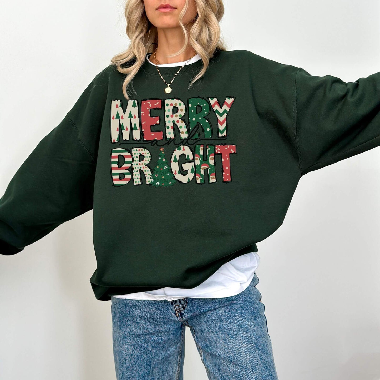 Merry And Bright Sweatshirt - Hailey's Trend Boutique