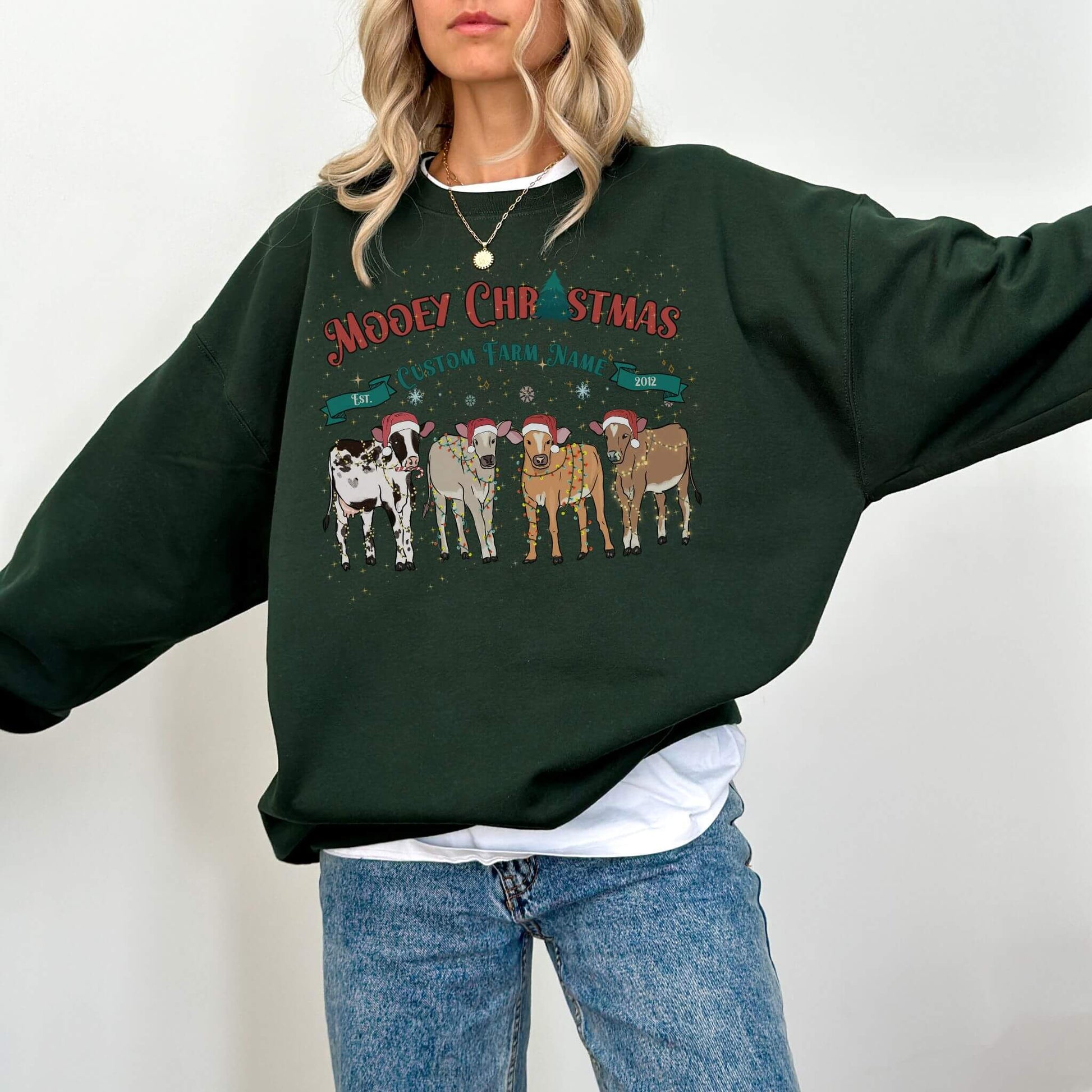 Personalized Christmas Farm Sweatshirt - Hailey's Trend Boutique